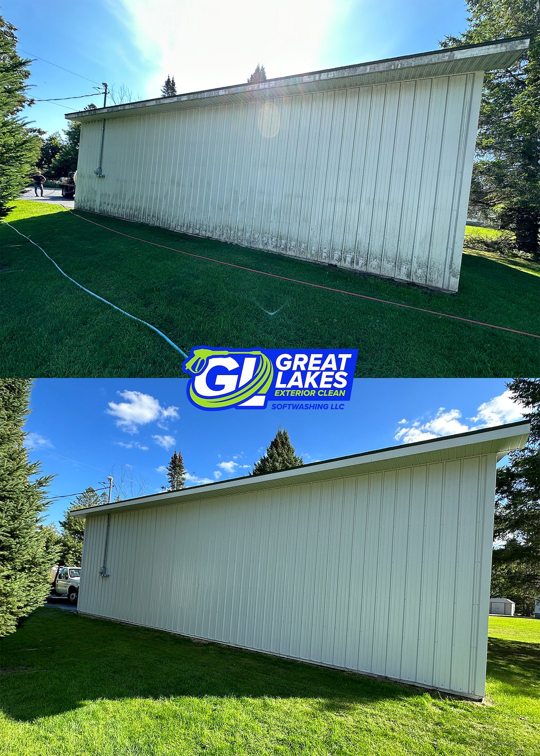 Residential Soft Washing in Black River, MI – Aluminum Pole Barn Restoration